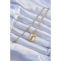 316L Steel Chain Gold Color White Enamel Tarot Necklace