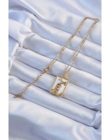 316L Steel Chain Gold Color White Enamel Tarot Necklace