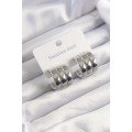 316L Steel Silver Color 3-Piece Appearance Dome Model Half Hoop Earring
