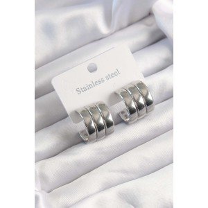 316L Steel Silver Color 3-Piece Appearance Dome Model Half Hoop Earring
