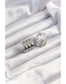 316L Steel Silver Color 3-Piece Appearance Dome Model Half Hoop Earring