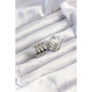 316L Steel Silver Color 3-Piece Appearance Dome Model Half Hoop Earring