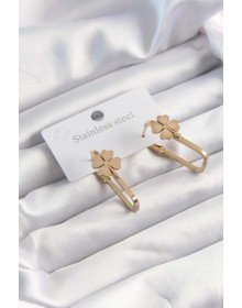 316L Steel Gold Color Geometric Clover Model Earrings