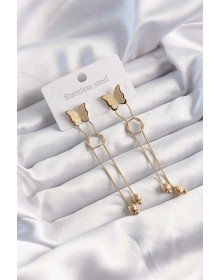 316L Steel Gold Color Dangle Knot Model Butterfly Earrings