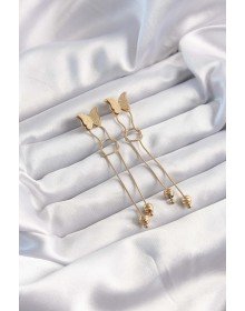 316L Steel Gold Color Dangle Knot Model Butterfly Earrings
