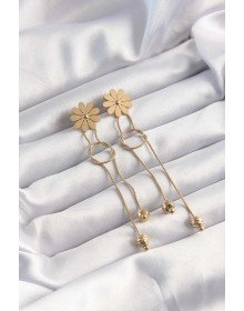 316L Steel Gold Color Dangle Knot Model Daisy Earrings