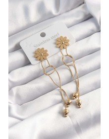 316L Steel Gold Color Dangle Knot Model Daisy Earrings