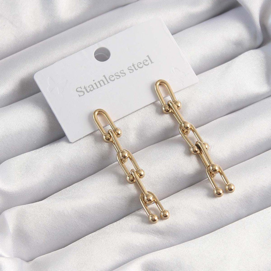 316L Steel Gold Color Pendant Earrings