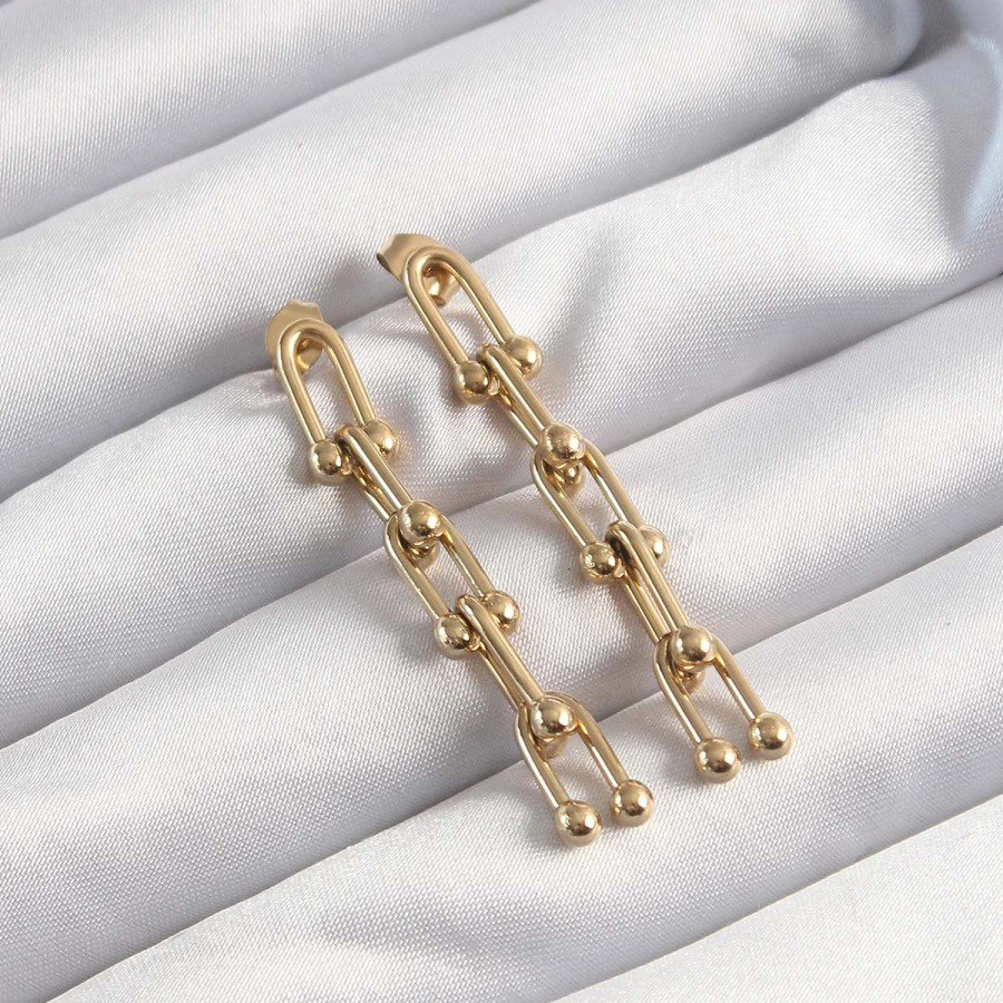 316L Steel Gold Color Pendant Earrings