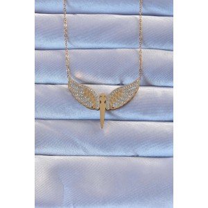 316L Steel Gold Color Zircon Stone Michael Necklace