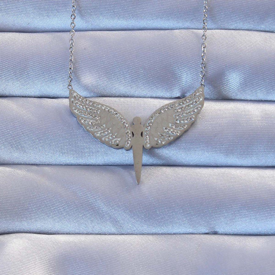 316L Steel Silver Color Zircon Stone Michael Necklace