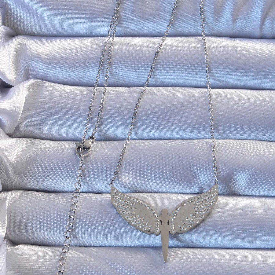316L Steel Silver Color Zircon Stone Michael Necklace