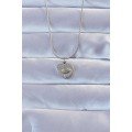 316L Silver Color Zircon Stone Embroidered Eye Detail Heart Necklace