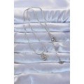 316L Silver Color Zircon Stone Embroidered Eye Detail Heart Necklace