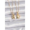 316L Steel Gold Color Zircon Stone Sun Model Engraved Writing Detail Friend Necklace