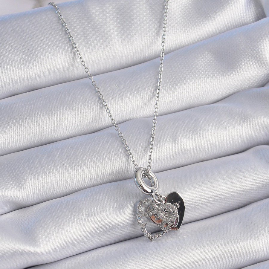 316L Steel Silver Color Zircon Stone Infinity Heart Figure Charm Model Women s Necklace 316L Steel Silver Color Zircon Stone Infinity Heart Figure Charm Model Women s Necklace