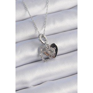 316L Steel Silver Color Zircon Stone Infinity Heart Figure Charm Model Women's Necklace