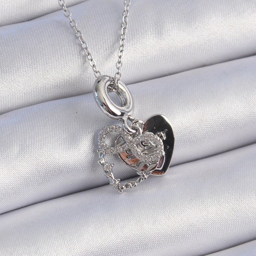 316L Steel Silver Color Zircon Stone Infinity Heart Figure Charm Model Women s Necklace 316L Steel Silver Color Zircon Stone Infinity Heart Figure Charm Model Women s Necklace