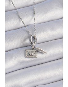 316L Steel Silver Color Heart Detail Letter Figure Charm Model Women's Necklace