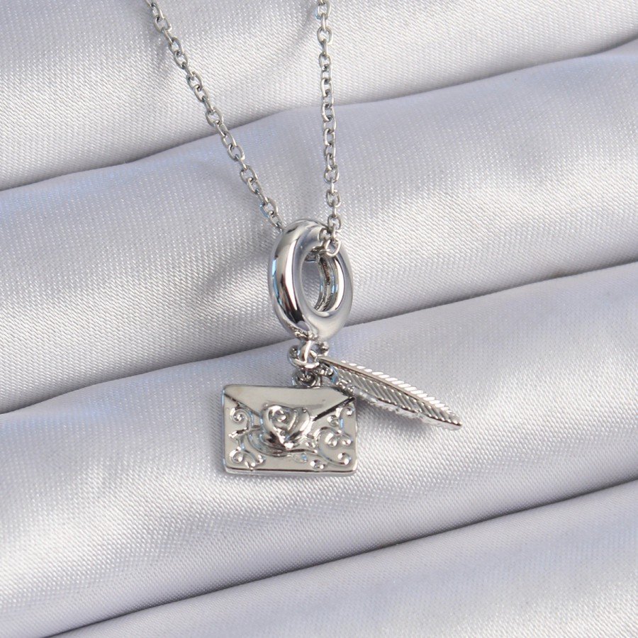 316L Steel Silver Color Heart Detail Letter Figure Charm Model Women s Necklace