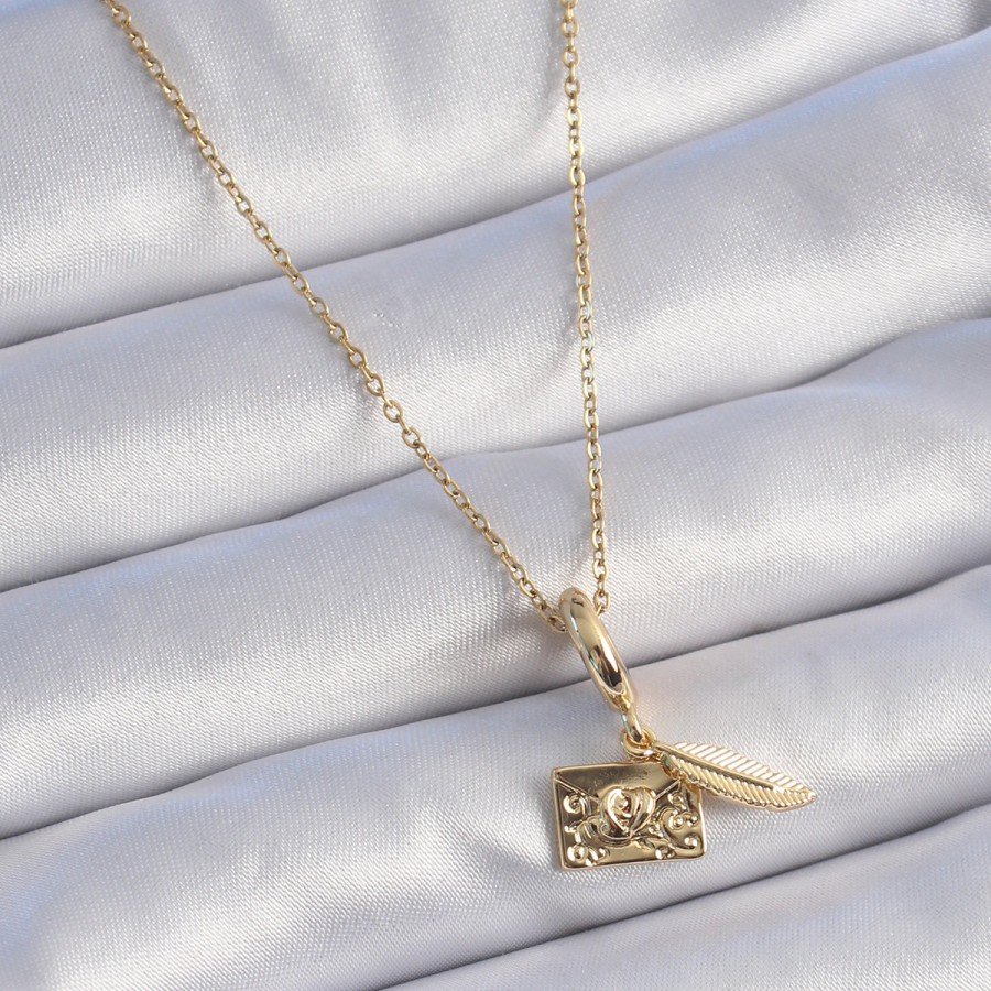 316L Steel Gold Color Heart Detail Letter Figure Charm Model Women s Necklace