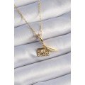 316L Steel Gold Color Heart Detail Letter Figure Charm Model Women s Necklace