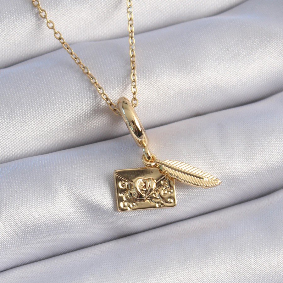 316L Steel Gold Color Heart Detail Letter Figure Charm Model Women s Necklace