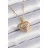 316L Steel Gold Color Zircon Stone Heart Model Vintage Women's Necklace