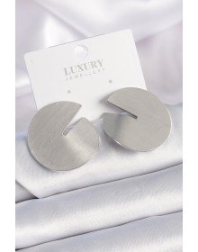 Brass Silver Color Circle Plate Model Women's Earrings