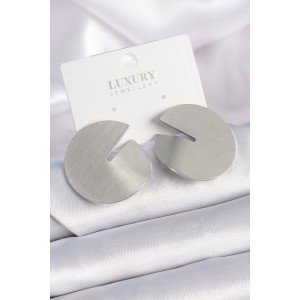 Brass Silver Color Circle Plate Model Women's Earrings