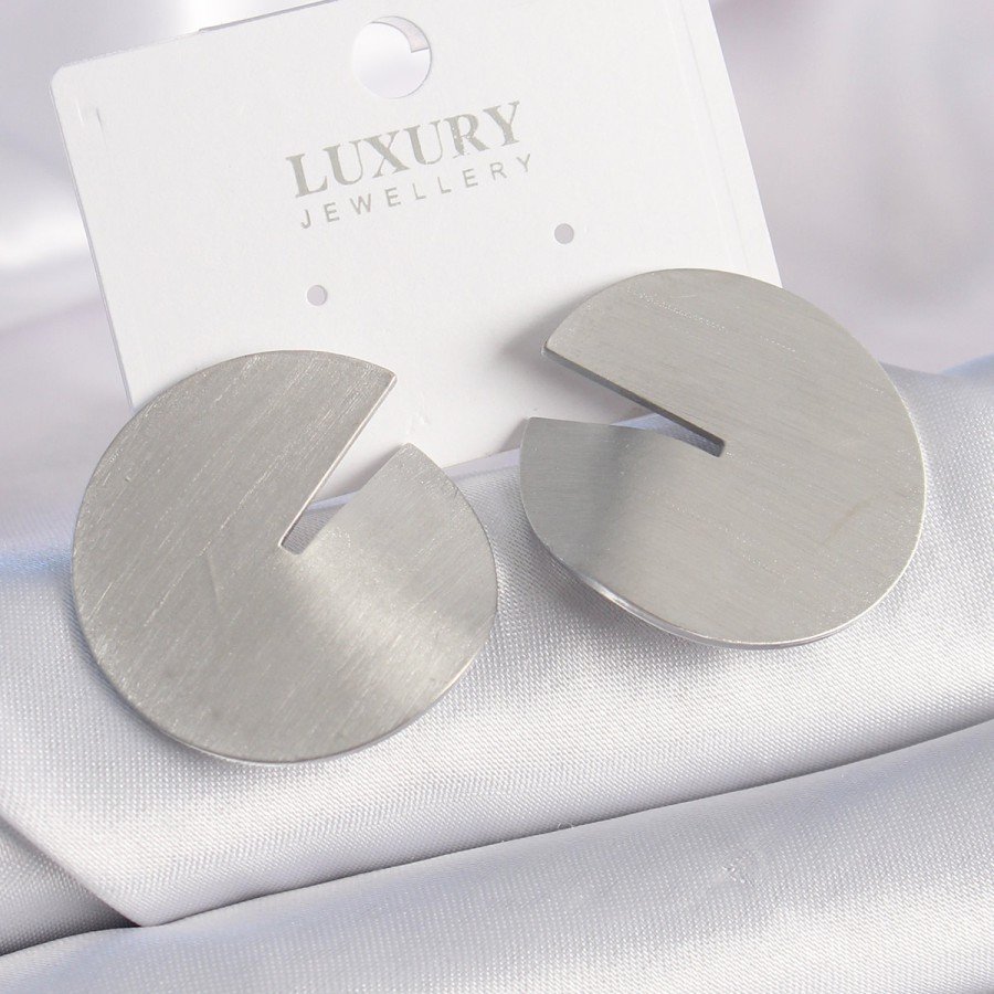 Brass Silver Color Circle Plate Model Women s Earrings