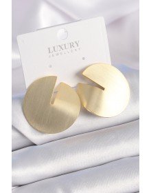 Brass Gold Color Circle Plate Model Women's Earrings