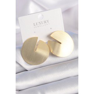 Brass Gold Color Circle Plate Model Women's Earrings