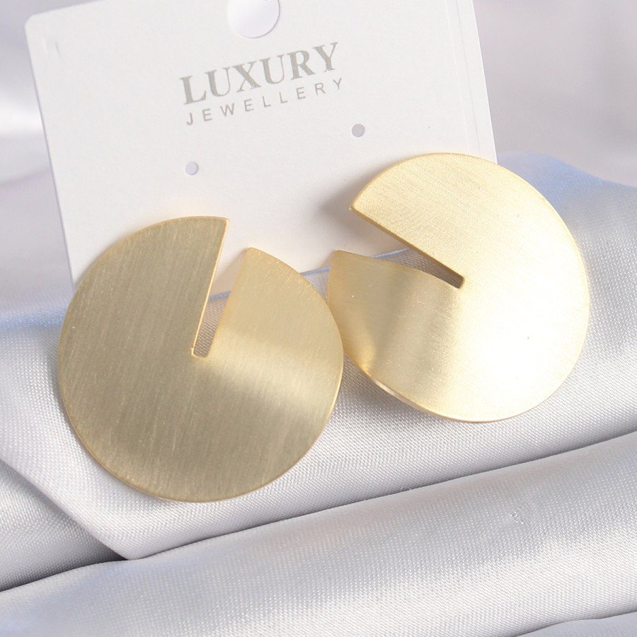 Brass Gold Color Circle Plate Model Women s Earrings