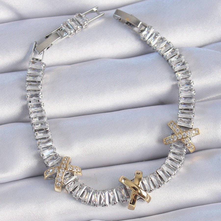Brass Silver Color Stone Waterway Model VIP Series Women s Bracelet