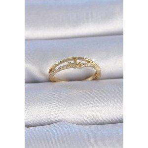 Brass Gold Color Zircon Stone Heart Model Women's Ring Brass Gold Color Zircon Stone Heart Model Women's Ring