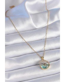 316L Steel Chain Gold Color Zircon Stone Sea View Pole Star Model Women's Necklace