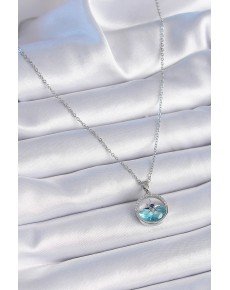 316L Steel Chain Silver Color Zircon Stone Sea View Pole Star Necklace