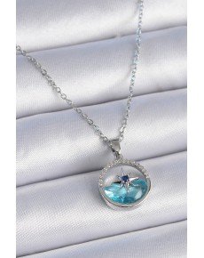 316L Steel Chain Silver Color Zircon Stone Sea View Pole Star Necklace