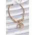 316L Steel Gold Color Zircon Stone Tree of Life Figure Women's Bracelet