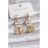 316L Steel Gold Color White Pearlescent Clover Glitter Butterfly Figure Women's Earrings