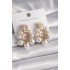 Brass Gold Color Zircon Stone Waterway Pearl Hoop Model Women's Earrings
