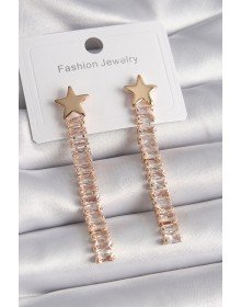 Brass Gold Color Star Model Waterway Zircon Stone Women's Earrings