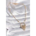 316L Steel Gold Color Zircon Stone Detailed Heart Sapling Model Women s Necklace