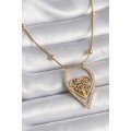 316L Steel Gold Color Zircon Stone Detailed Heart Sapling Model Women s Necklace