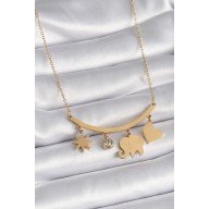 316L Steel Gold Color Elephant Figure Zircon Stone Detail Women's Necklace