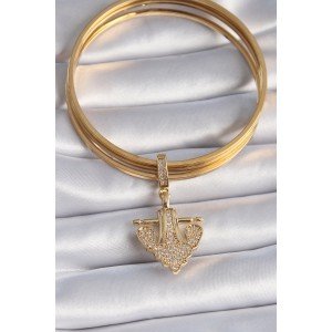 Brass Gold Color Zircon Stone Anchor Model Ajda Charm