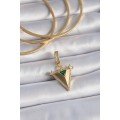 Brass Gold Color Zircon Stone 3D Triangle Model Ajda Charm