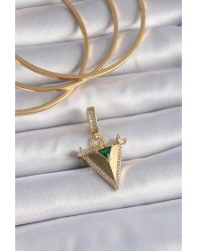 Brass Gold Color Zircon Stone 3D Triangle Model Ajda Charm
