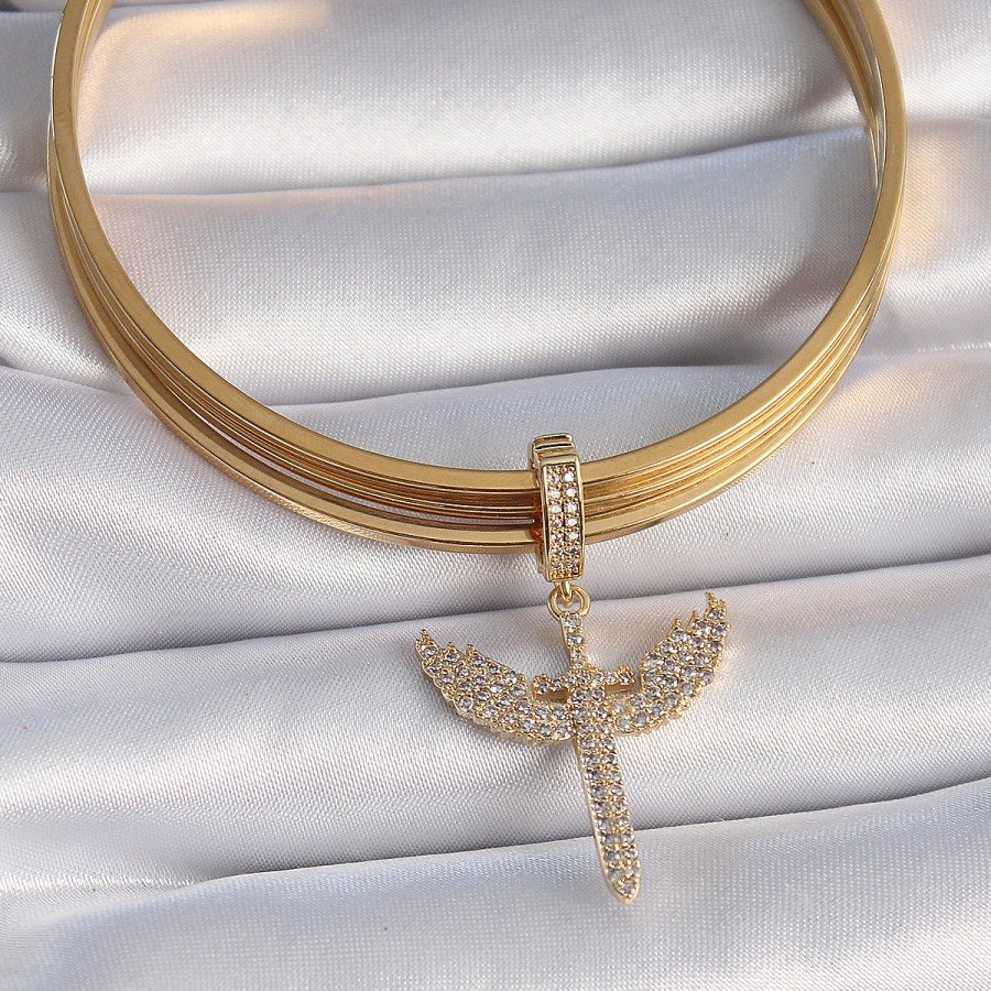 Brass Gold Color Zircon Stone Mikail Model Ajda Charm